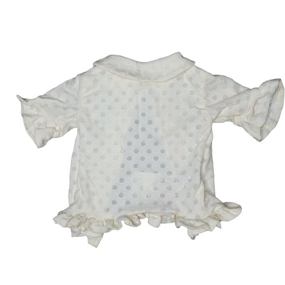 Persnickety NWT white off white polka dot cardigan ruffle sweater sz 12-18 month - Picture 2 of 6